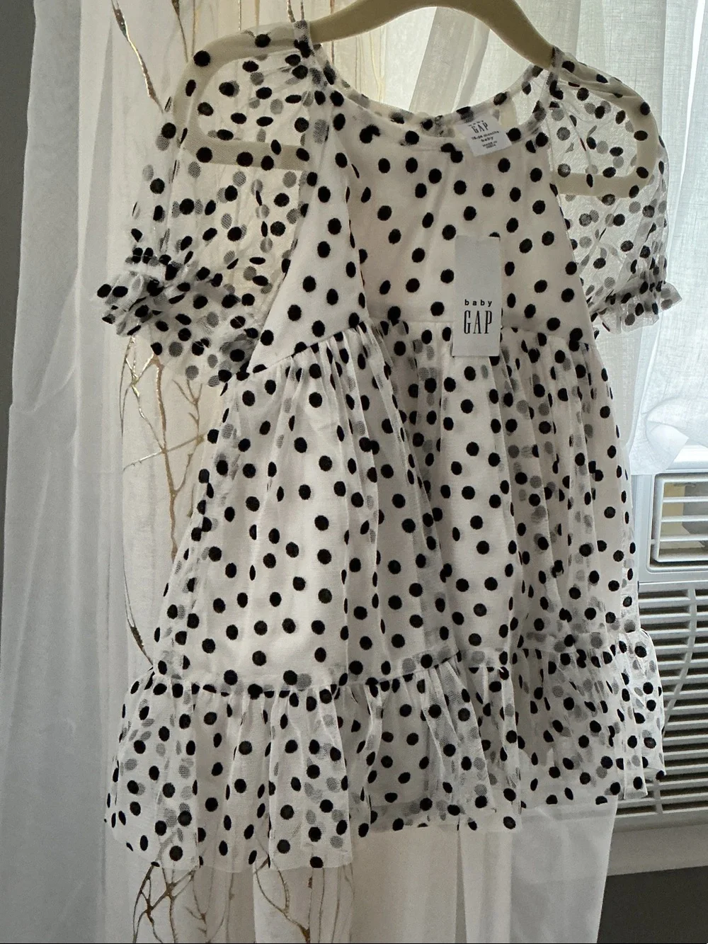 Baby GAP Polka Dot Tulle Dress in White and Black. NWT